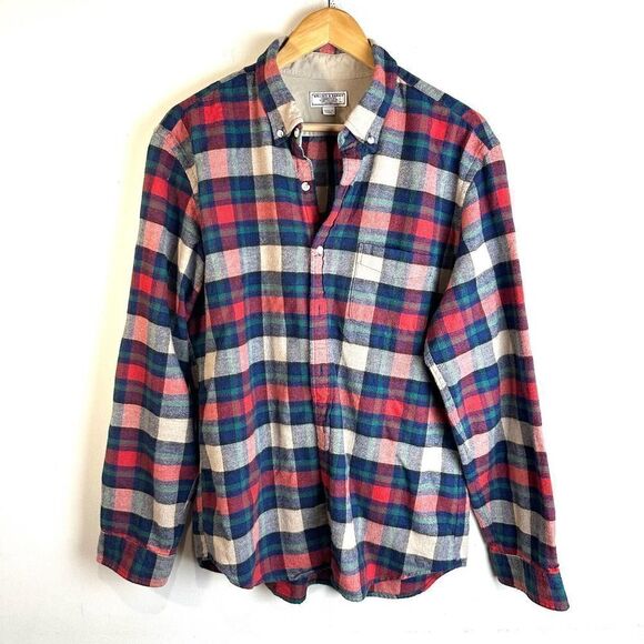 Wallace & Barnes Wool Blend Red Plaid Flannel Shirt Men’s‎ L EUC - Picture 1 of 9